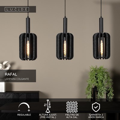 Lucide RAFAL - Lámpara colgante - 3xE27 - Gris